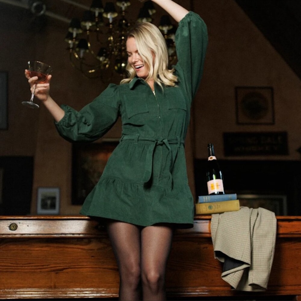 Smith & Quinn Dallas Mini Dress, Vine Green, Corduroy